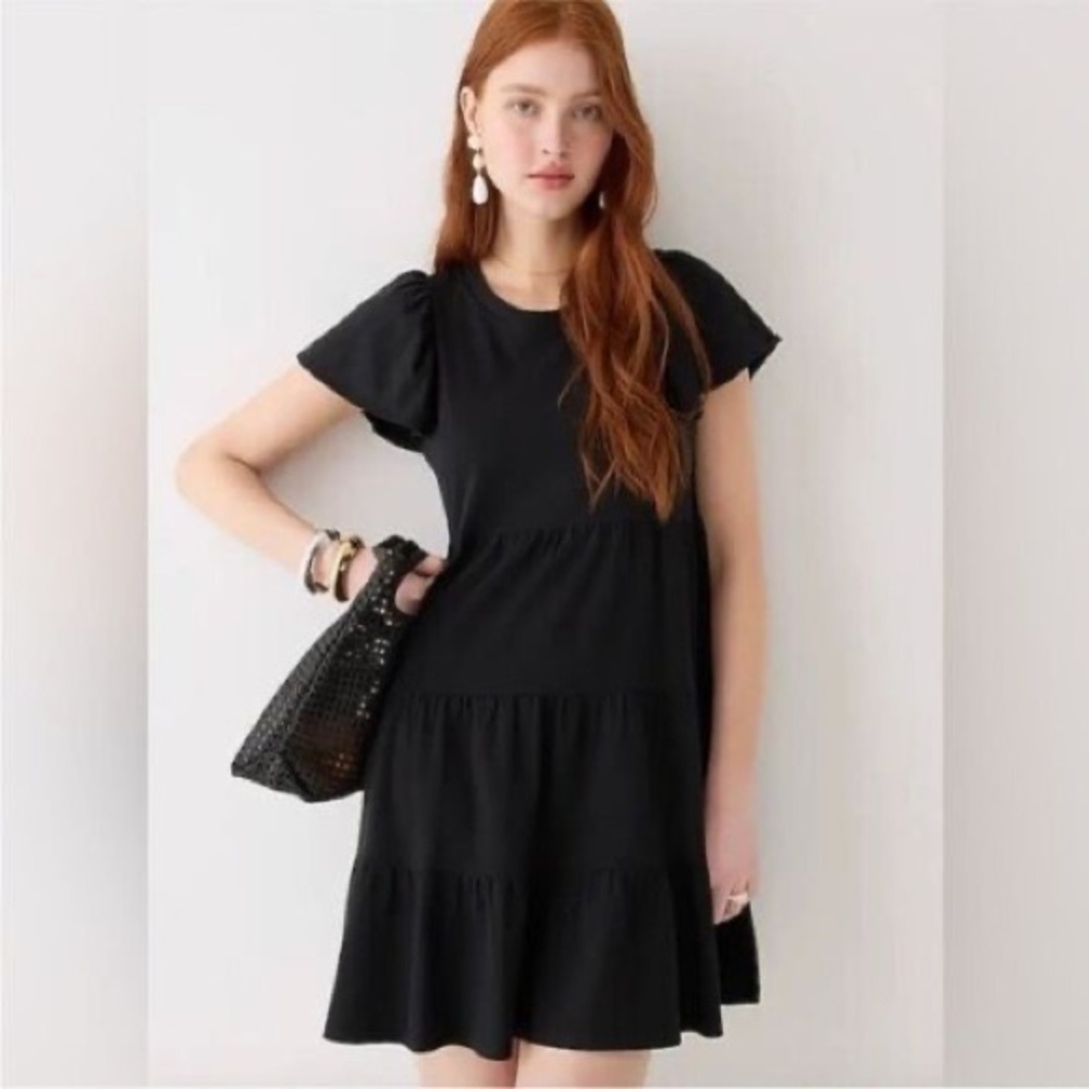 TIERED DRESS IN BROKEN-IN JERSEY NAVY
